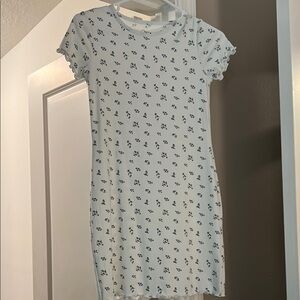 Girls White Floral Print Dress Size L (10/12)